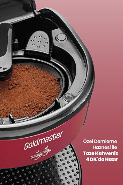 GOLDMASTER Bi Kahve Kırmızı Çift Kupalı Filtre Kahve Makinesi