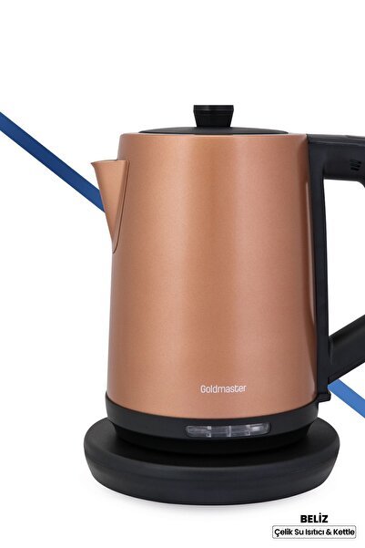 GOLDMASTER Beliz 2200 Watt Paslanmaz Çelik 2 Litre Kettle Su Isıtıcısı Gold