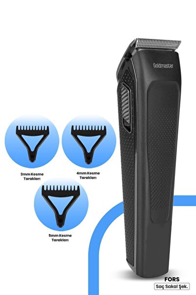 GOLDMASTER Fors Çift Port Şarj Girişli Yüksek Devir Motorlu Kablolu Kablosuz Saç Ve Sakal Kesme Makinesi