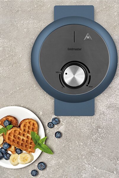GOLDMASTER Aegean Blue Bonbon 1000 W Waffle Maker - Anti-Overflow Deep Plate with Heat Protection