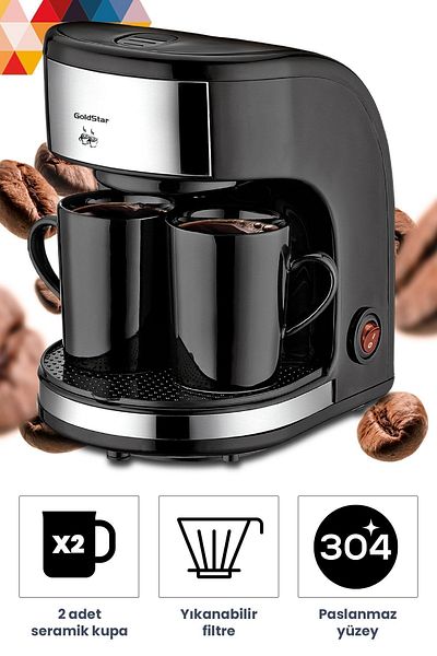 GoldStar Stainless Steel Washable Filtered Double Cup Filter Coffee Machine ST7314