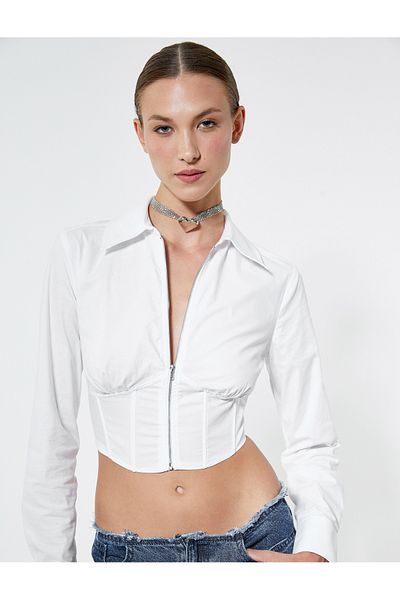 Koton Cămașă Crop Corset cu fermoar