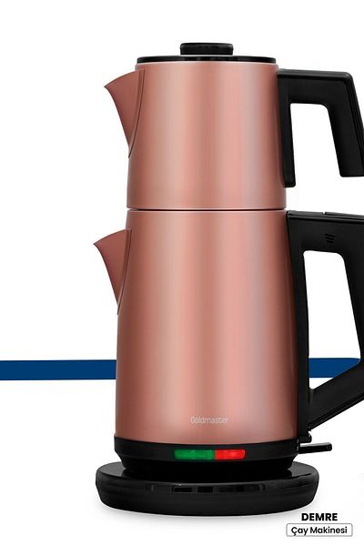 GOLDMASTER Demre Mink XL 30 Cup Capacity 2200 Watt Stainless Steel Tea Maker and Kettle