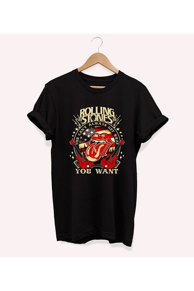 remonz Μπλουζάκι με στάμπα Rolling Stones Crew Neck 100% βαμβακερό κανονικό μέγεθος