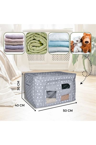 Sertil 3 Pieces Steel Framed Windowed Multi-Purpose Organizer Storage Medium Wire Storage 40X50X30Cm Sweater Storage