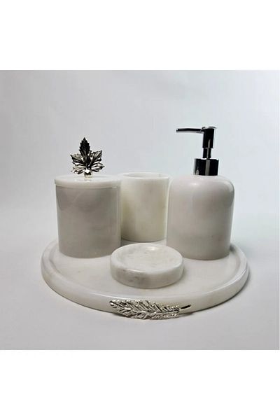 ege gross White Marble Bathroom Set 5Li/Marble Bathroom Set