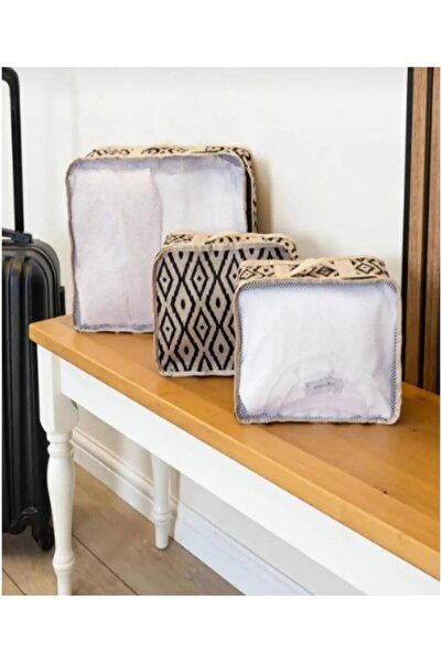 Charlotte Candle BOHE 3’lü Bavul İçi Düzenleyici Seyahat Çantası Organizer Hurç Valiz İçi Seyahat Hurcu