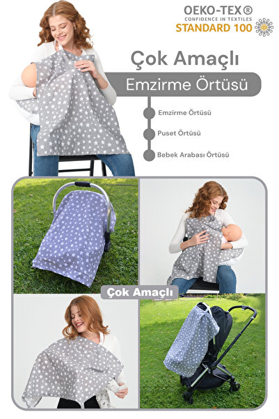 IRK Çok Amaçlı Emzirme Önlüğü Ayarlanabilir Anne Bebek Emzirme Örtüsü, Puset Örtüsü, Pamuklu Kumaş