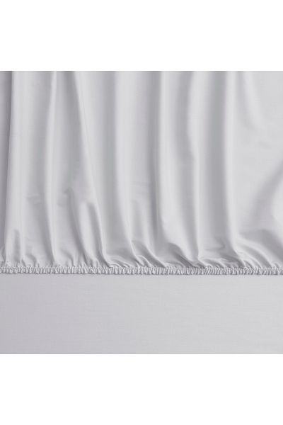 Linens ملاءة مطاطية مزدوجة من الساتان القطني باللون الرمادي