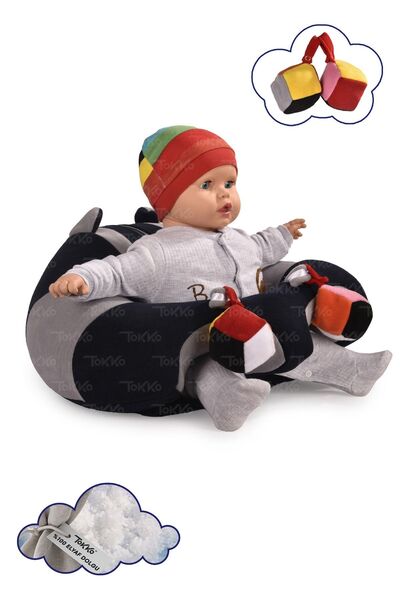 TOKKO Oyuncaklı Bebek Oturma Destek Minderi - Devrilmez Bebek Koltuğu - Büyük...