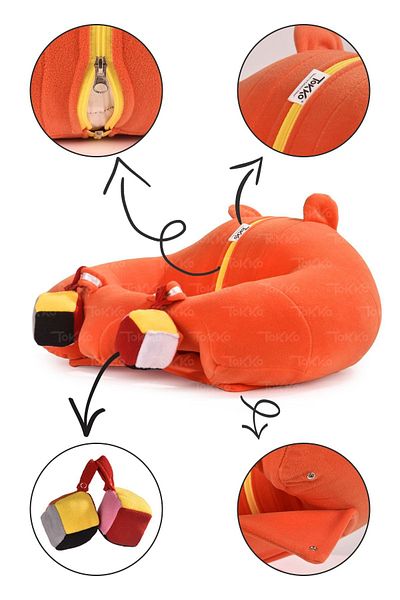 TOKKO Orange Non-Tipping Baby Seat - Baby Sitting Cushion with Toys