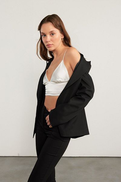 VATKALI Satin-Crop-Top Ecru