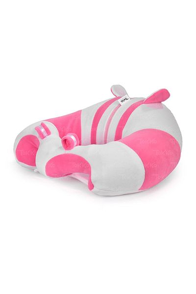 TOKKO Fiber Filling Baby Sitting Cushion - Non-Tipping Baby Seat - Large Baby Seat White Pink