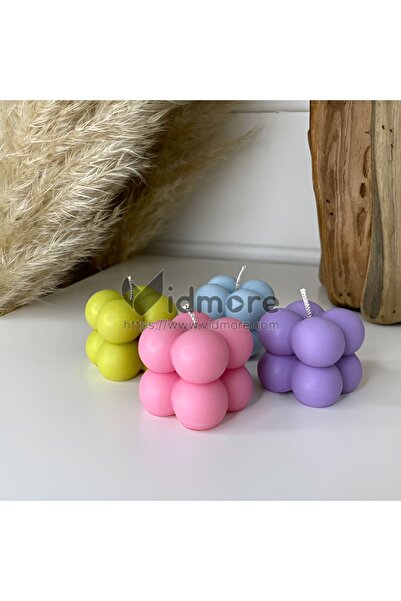 TanLight Mor Yeşil Pembe Mavi Dörtlü 2x2 Amber Kokulu Bubble Mum