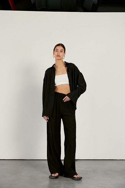 VATKALI Jogger-Hose mit weitem Bein in Schwarz