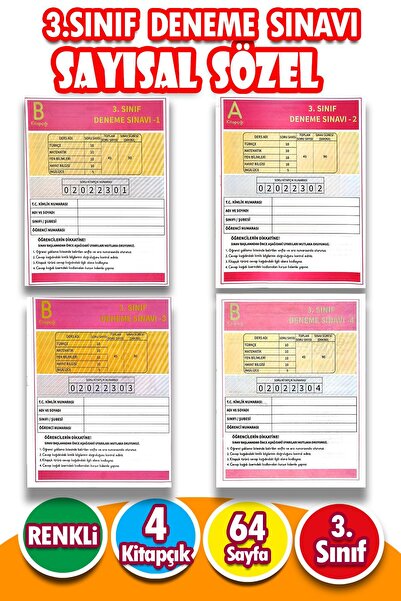 Harika Kitap 3.Sınıf Deneme Sınavı - 4 Kitapcık