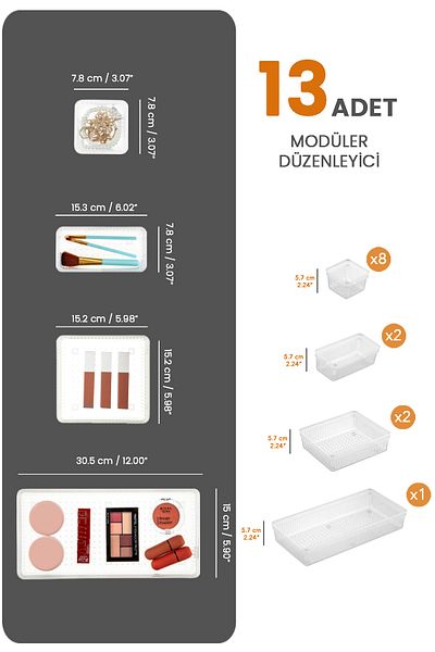 Meleni Home 13 Διαφανής Οργάνωση Μακιγιάζ - Οργάνωση Ντουλάπας Καλλυντικών Κοσμημάτων