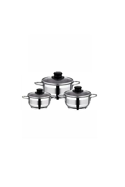 Bonera Berlin Gastro 3-Piece Stew Steel Pot Set Large Size 18-20-22 cm