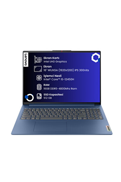 LENOVO Ideapad Slim 3 16ıah8 Intel Core I5-12450h 16gb 512gb Ssd 16" Wuxga Fd...