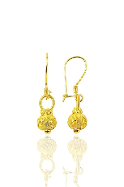 Söğütlü Silver Gümüş Altın Yaldızlı Kazaziye Top Küpe Sgtl9519