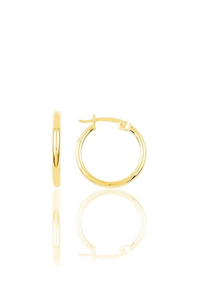 Söğütlü Silver Gümüş Altın Rengi 19 Mm Şarnel Halka Küpe Sgtl9643gold