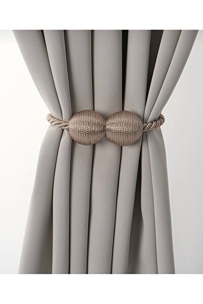 Aftor Tekstil Mıknatıslı İp Sarım Vizon Renk Perde Tokası- Perde Toplayıcı- P...