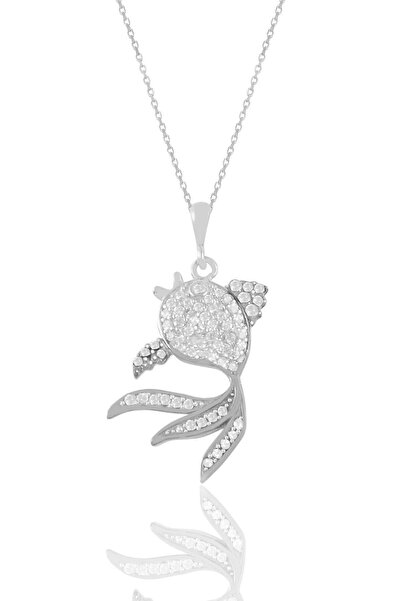 Söğütlü Silver Gümüş Rodyumlu Zirkon Taşlı Balık Kolye Sgtl11198rodaj