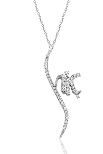Söğütlü Silver Gümüş rodyumlu zirkon taşlı HİÇ yazılı kolye SGTL12281RODAJ