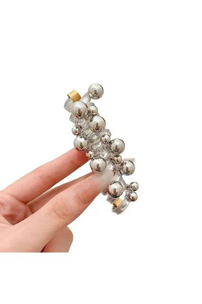 Âlâ Atelier Silver Colored Pearl Detailed Spring Spiral Pasta Buckle