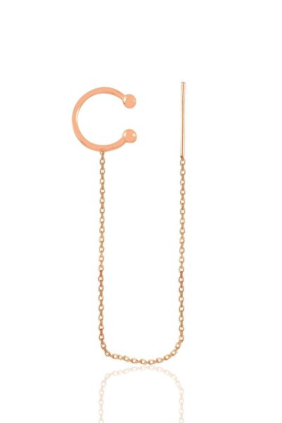 Söğütlü Silver Gümüş Rose Zincirli Kıkırdak Küpe Sgtl11148rose