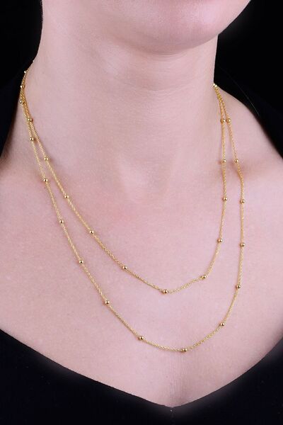 Söğütlü Silver Gümüş Altın Yaldızlı 100 Cm Top Top Zincir Sgtl11132gold