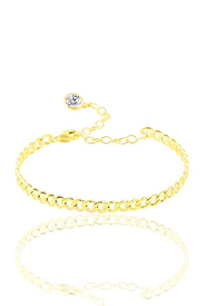 Söğütlü Silver Gümüş Zincir Modeli Altın Renkli Bilezik SGTL10026GOLD
