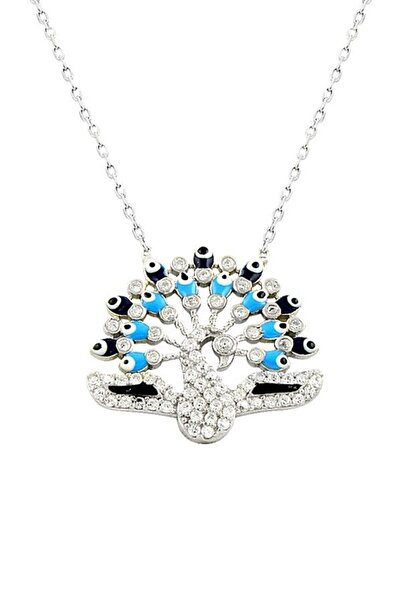 Söğütlü Silver 925 Ayar Gümüş Rodyumlu Mineli Tavuz Kuşu Kolye SGTL2115