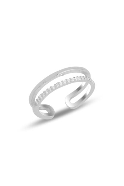 Söğütlü Silver Gümüş Rodyumlu Zirkon Taşlı Ayarlamalı Yüzük Sgtl11690rodaj