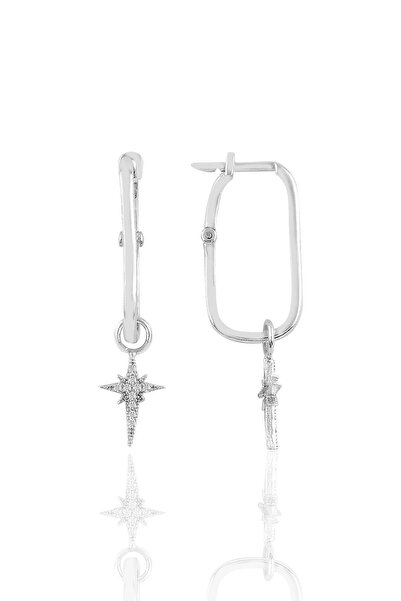 Söğütlü Silver Gümüş Rodyumlu Kutup Yıldızı Göçmen Küpe Sgtl10422rodaj