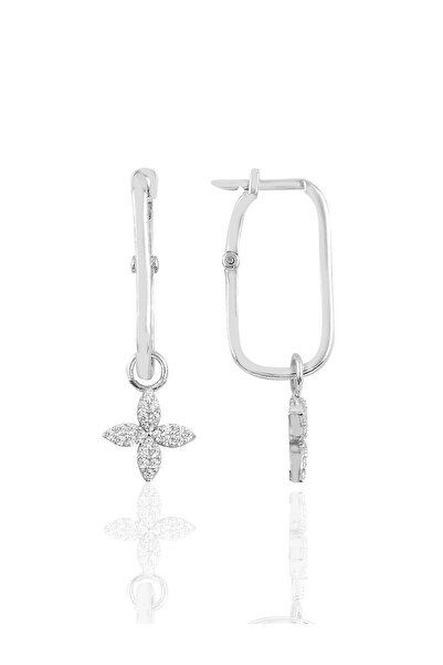 Söğütlü Silver Gümüş Rodyumlu Dört Yapraklı Yonca Küpe Sgtl10427rodaj