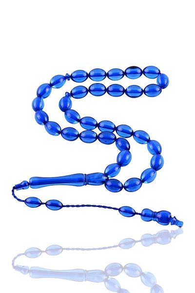 Söğütlü Silver Powder Amber Rosary - Systemed, Sgtl11160blue