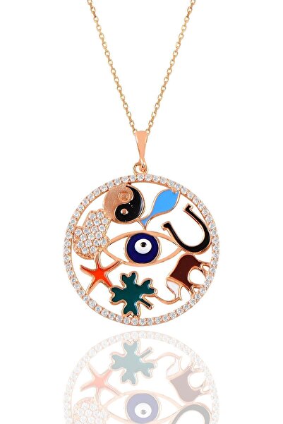 Söğütlü Silver Gümüş Rose Mineli Uğur Ve Şans Kolyesi Sgtl11119rose