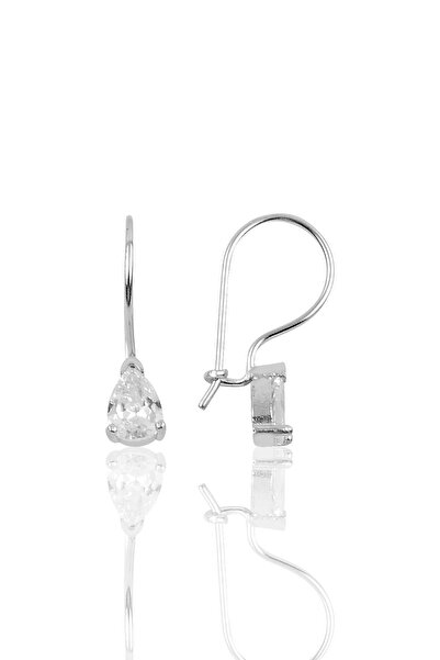 Söğütlü Silver Gümüş Zirkon Taşlı Damla Modeli Çengelli Küpe Sgtl10119beyaz