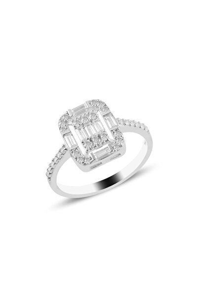 Söğütlü Silver Gümüş Rodyumlu Gümüş Baget Taşlı Yüzük