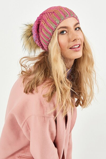 POSUSS Simli Ponponlu Akrilik Kadın Bere Pembe - Ps261