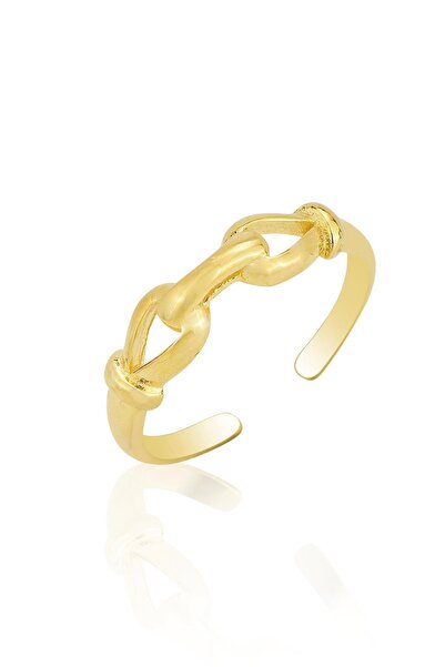 Söğütlü Silver Gümüş altın yaldızlı ayarlamalı düğüm yüzük SGTL12495GOLD