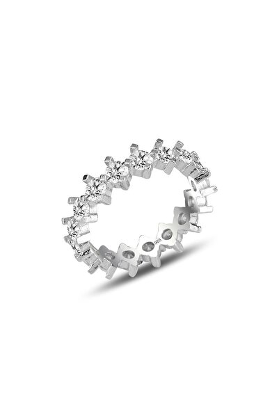 Söğütlü Silver Gümüş Rodyumlu Pırlanta Modeli Çapraz Su Yolu Tamtur Yüzük Sgt...