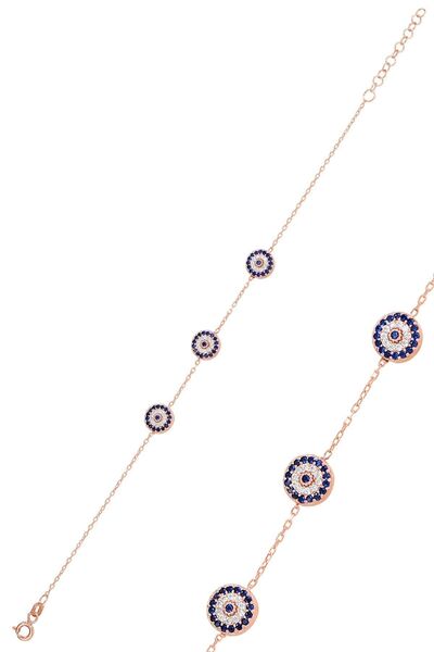 Söğütlü Silver Gümüş Rose Zirkon Taşlı Nazar Bileklik Sgtl11171rose