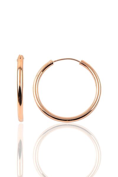 Söğütlü Silver Gümüş 36 Mm Rose Kalın Halka Küpe Sgtl9507