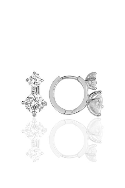 Söğütlü Silver Gümüş Rodyumlu Zirkon Taşlı Halka Küpe Sgtl11852rodaj