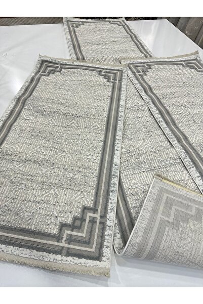 İnci Yatak Odası 3'lü Gri Halısı - Antialerjik /argın Halı