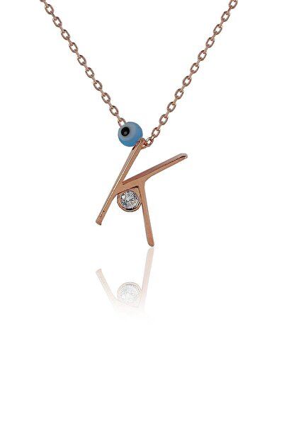 Söğütlü Silver Kadın "k" Harfli Nazar Boncuklu Gümüş Harf Kolye Sgtl4121