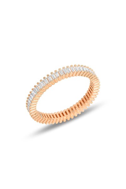 Söğütlü Silver Gümüş Rose Baget Kesim Zirkon Taşlı Tamtur Yüzük Sgtl11805