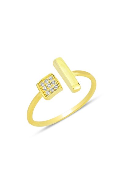 Söğütlü Silver Gümüş altın yaldızlı zirkon taşlı üstten ayarlanabilir küp mod...